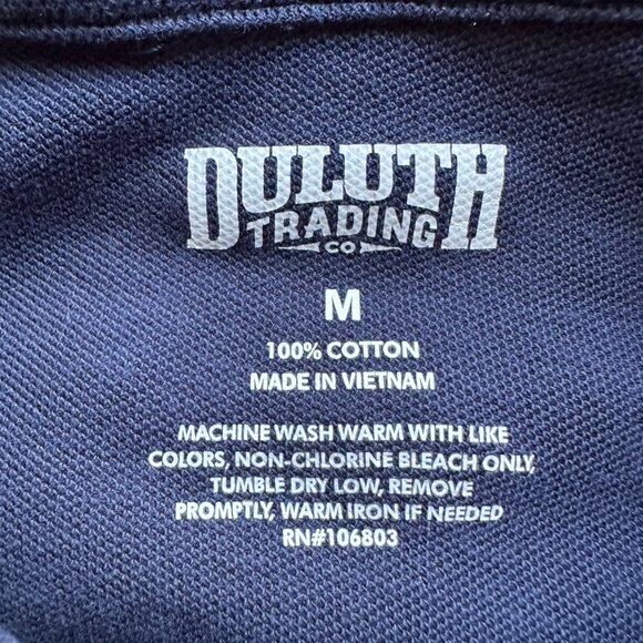 Duluth Shirt Mens Medium Button Up Long Sleeve Navy Blue Point Collar Cotton - Picture 3 of 10